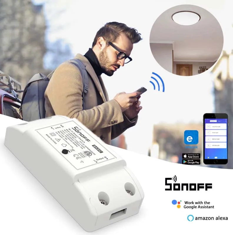 

SONOFF BasicR2 16A 2200W Smart Home Wifi Switch Controller Real Timer Power Consumption Monitor Work With Alexa Google Home