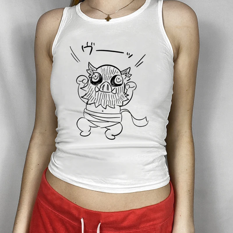 

Demon Slayer Anime Harajuku Kawaii Sexy Corset Vest Tank Tops T-shirt Women Sleeveless Kimetsu No Yaiba Mugen Train Summer Top