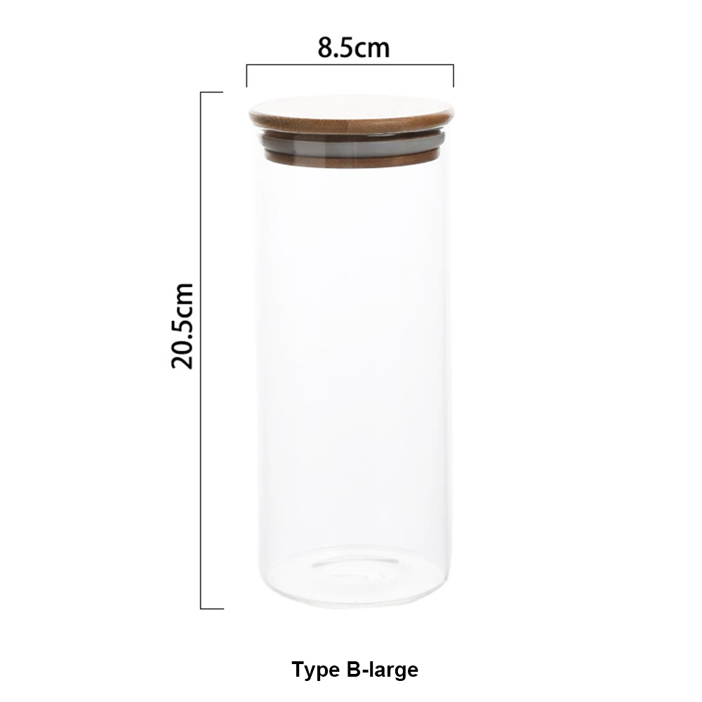 

Bamboo Lid Transparent Glass Sealed Jar Kitchen Glass Bottle Storage Jar Household Food Confectionery Multigrain Jar Glass Jar