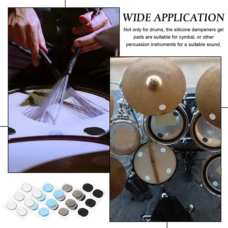 

48 Pcs Drum Dampeners Gel Pads Drum Soft Drum Dampening Gel Pads 4 Colors Drum Mute Pads for Drums Tone Control