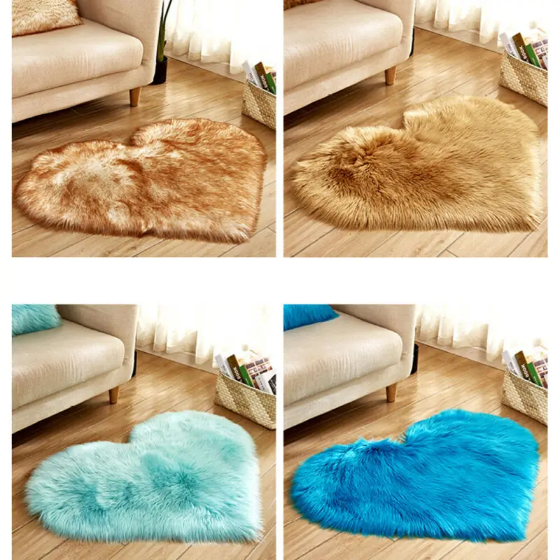 Напольный коврик в виде сердца ворсистые мягкие пушистые коврики