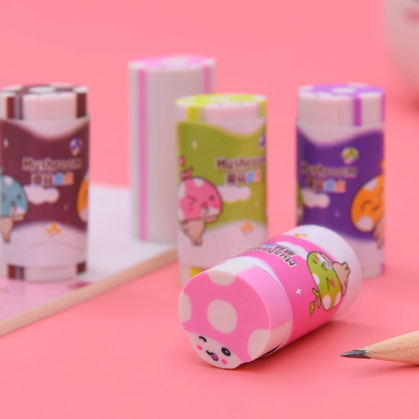 2 шт./лот красочный мультяшный ластик в виде грибов резинка школьный подарок