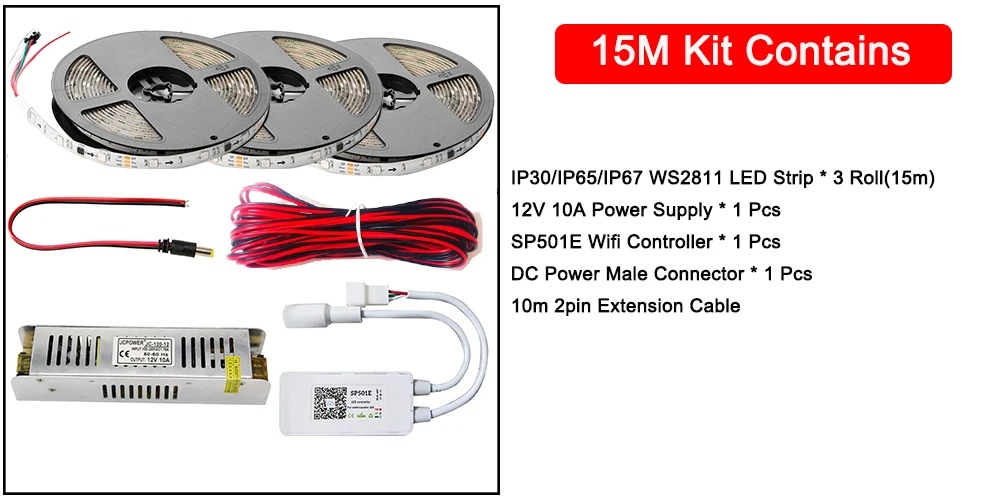 5-20 м SP501E Wifi контроль светодиодные полосы Набор Dream color WS2811 Светодиодные полосы 12 В адаптер для вечерние Amazon Alexa Smart SPI голосовое приложение