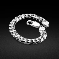 classic mens 925 sterling silver bracelet 8mm cuban chain italian silver charm jewelry accessories gift 18 20 23cm length