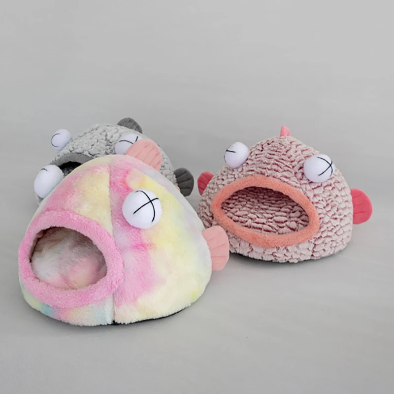 

Pet Cat Bed House Soft Fish Shape Plush Cat Sleeping Beds Nest Winter Warm Kennel Pet Bed Mat Cave for Puppy Cats Pet Supplies