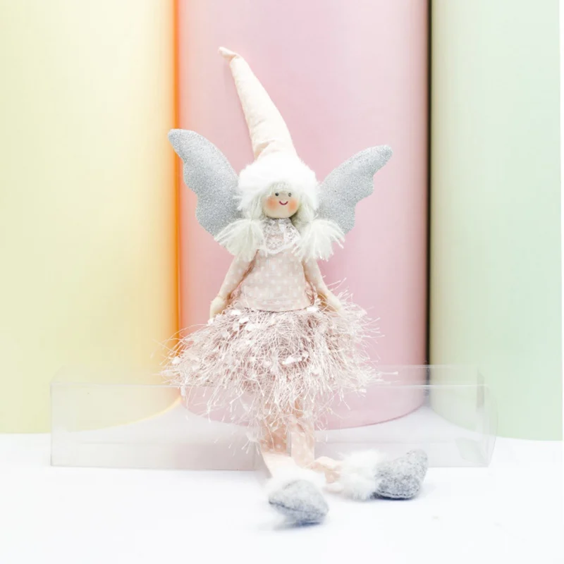 Рождественские куклы Ангелы с украшения крыльями волновой точки юбка бахромой