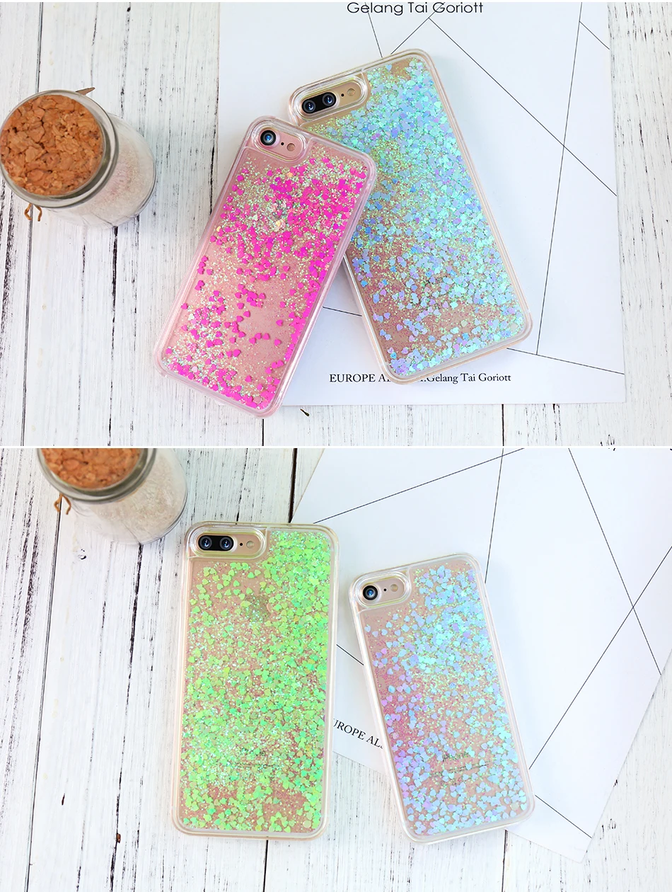 Чехол Quicksand для iphone 7 6 s Plus, чехол с милыми блестками, блестящая пластиковая задняя крышка для iphone 7 6s 5, 4S чехол s