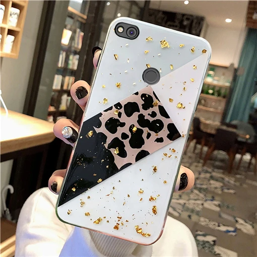 Чехол TRISEOLY из золотистой фольги с леопардовым принтом для huawei P8 P9 P10 Lite Plus для mate 10 20 Pro Honor 6X9 8 Lite Nova 3 3i, мягкий чехол