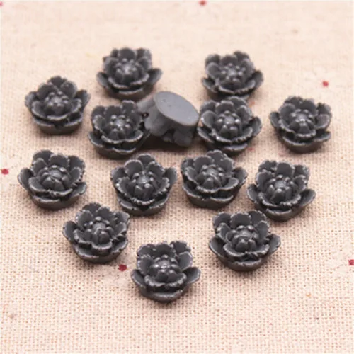 grey 50pcs 50 шт 15 мм смесь цветов смолы цветок FlatBack Кабошон DIY Ювелирные изделия/украшения для телефона - Цвет: grey 50pcs
