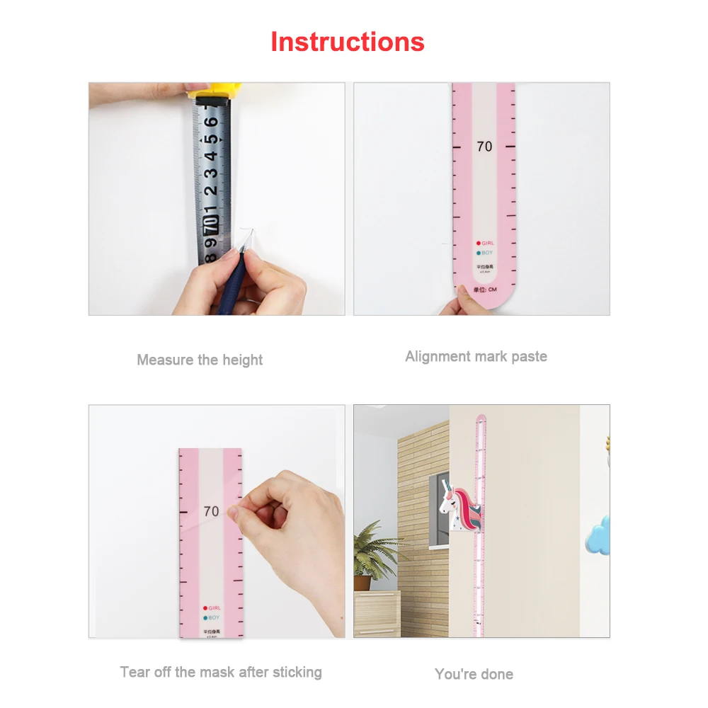 Графика роста для детей съемная линейка измерения высоты ребенка настенная