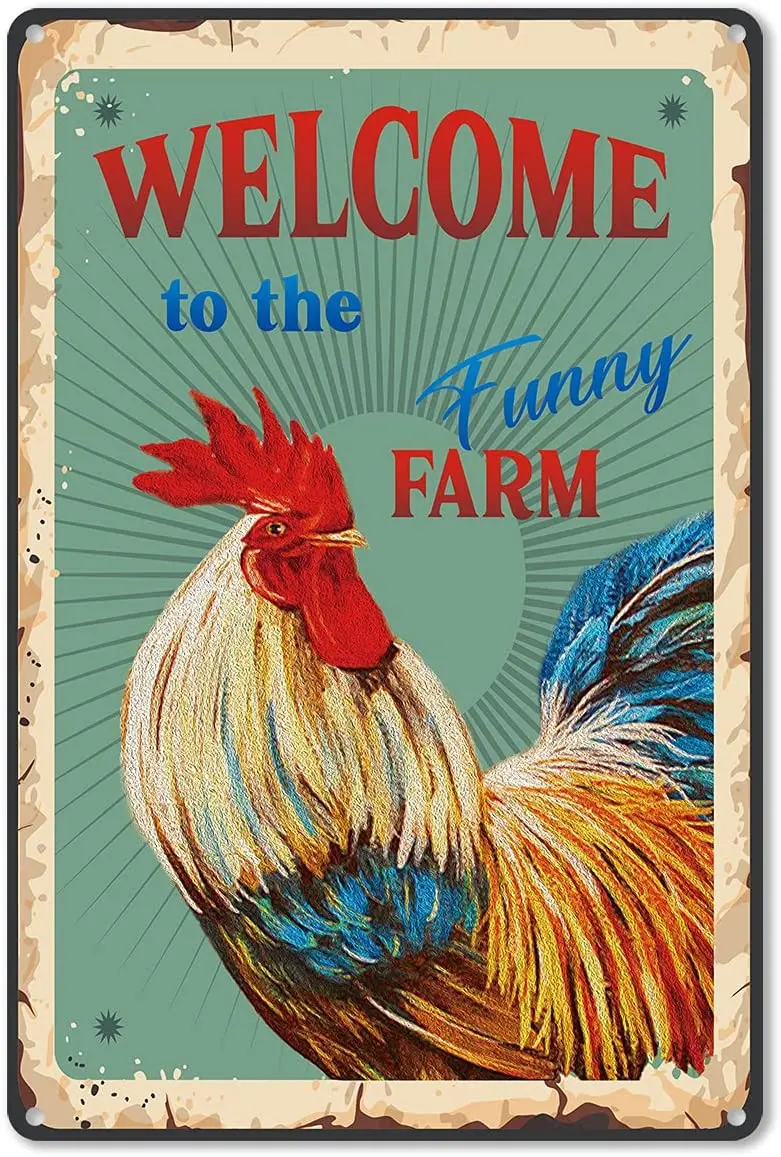 

Funny Quote Farmhouse Metal Tin Sign Wall Decor Vintage Welcome to The Funny Farm Sign for Home Farm Kitchen Decor 8x12 Inch