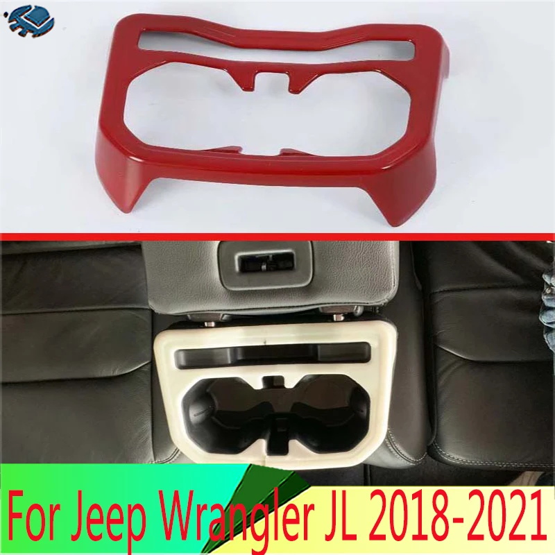 

For Jeep Wrangler JL 2018-2021 Rear Seat Drink Cup Holder Chrome Trim Cover Bezel Surround Frame Styling