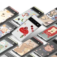 luxury brand cartoon cute little bear transparent tpu phone case for pixel 2 3 4 5 6 a xl pro