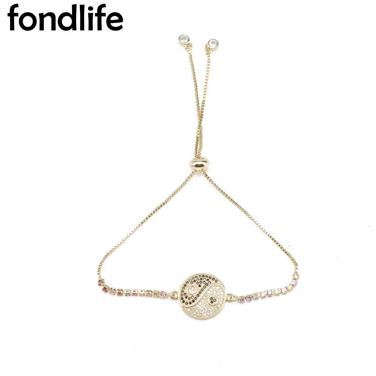 Блестящий кубический цирконий AAA Хрустальный Круглый Тай Цзи Инь и Ян амулетный