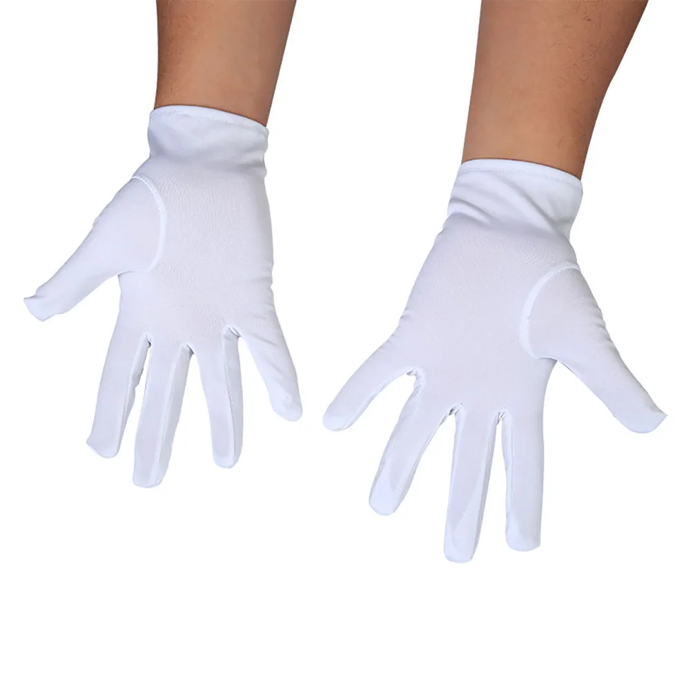 

Tuxedo Men Women Etiquette Reception Labor Insurance White Gloves Full Finger Hands Protector Honor Guard Catering Waiters