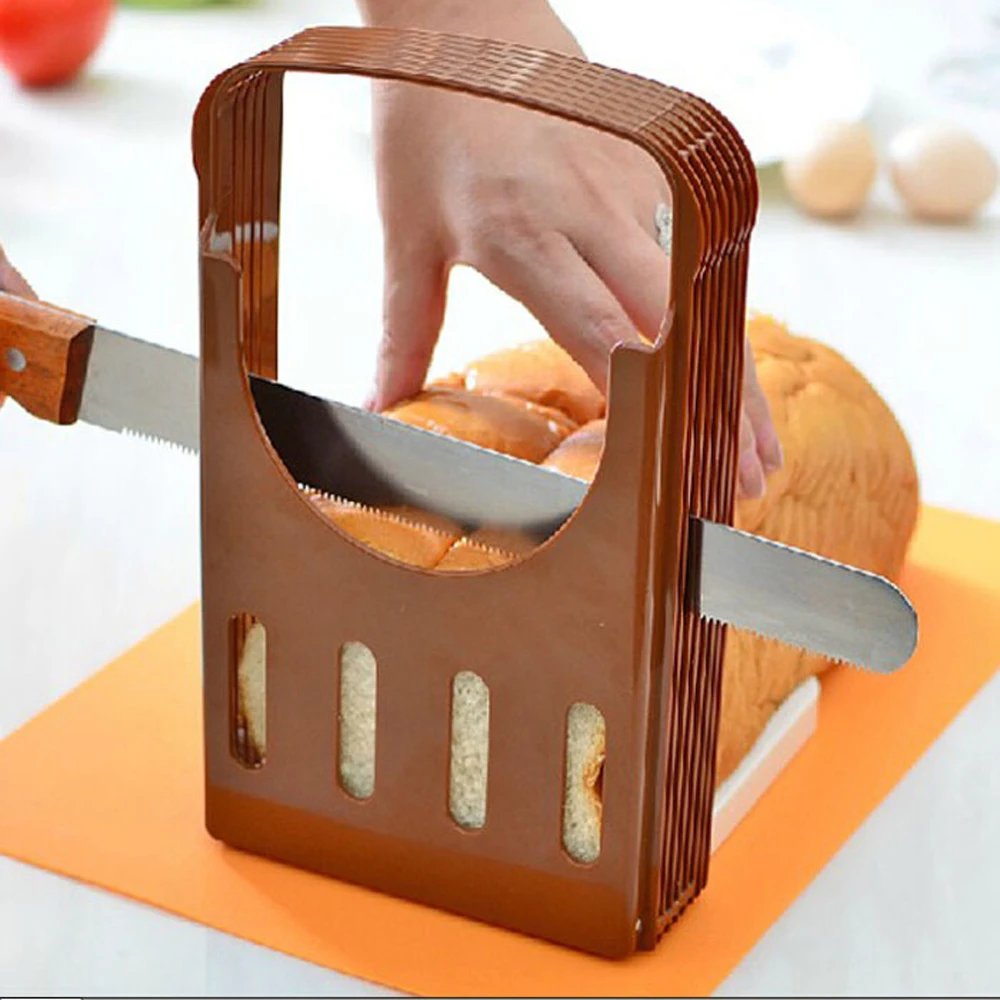 

Portable Bread Slicer Toast Cutter Sandwich Maker Slicing Machine Foldable and Adjustable Loaf Cutter Rack Cutting Guide