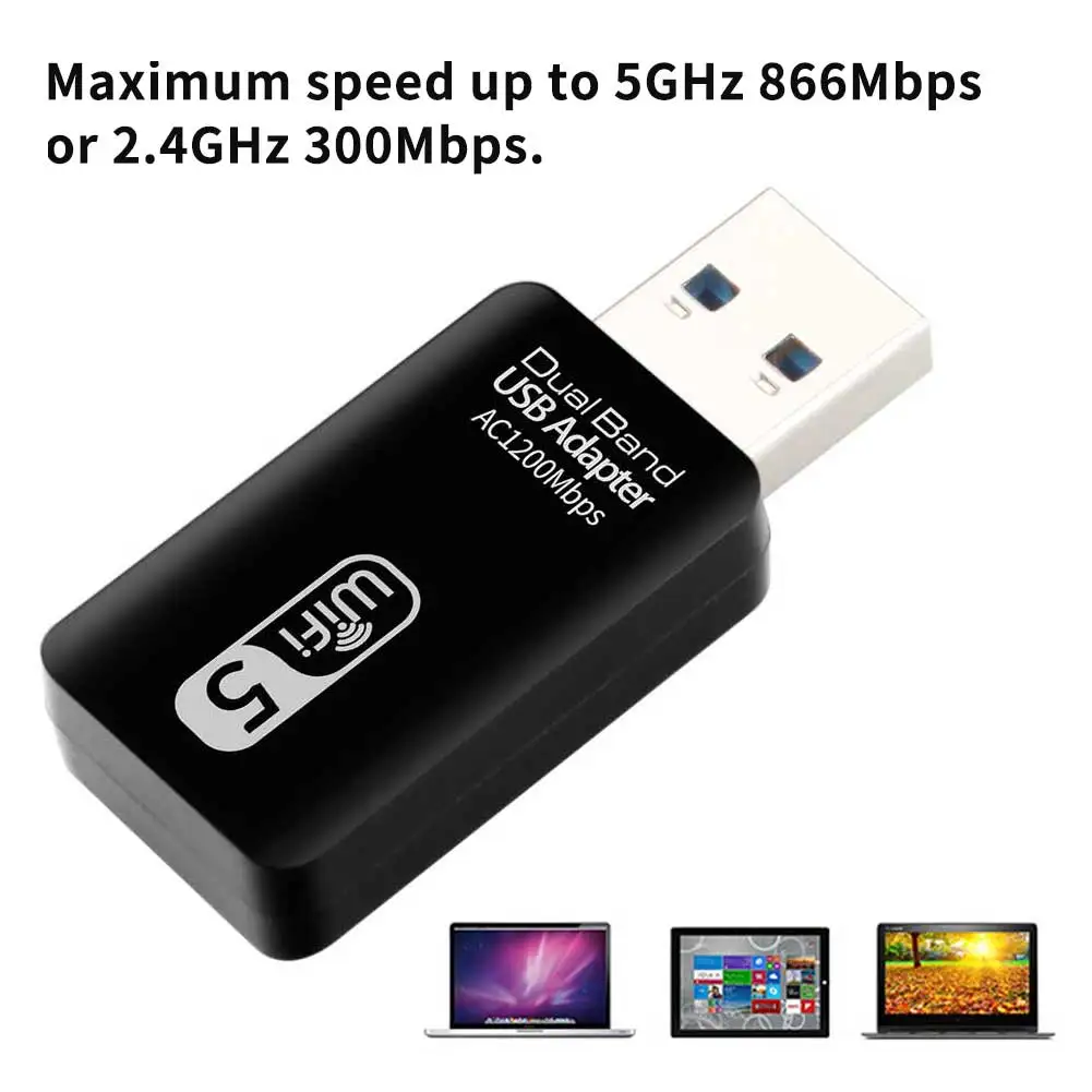 

1200Mbps 5GHz 2.4GHz Receiver Dual Band USB Wireless Adapter Laptop Desktop Wifi Dongle 867Mbps 300Mbps 802.11ac AC1200 USB3.0
