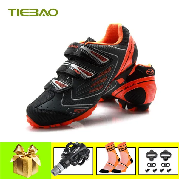 Tiebao sapatilha ciclismo mtb Мужская и женская велосипедная обувь для велоспорта самоблокирующаяся обувь для горного велосипеда дышащая обувь для верховой езды - Цвет: pedals for 1521 O