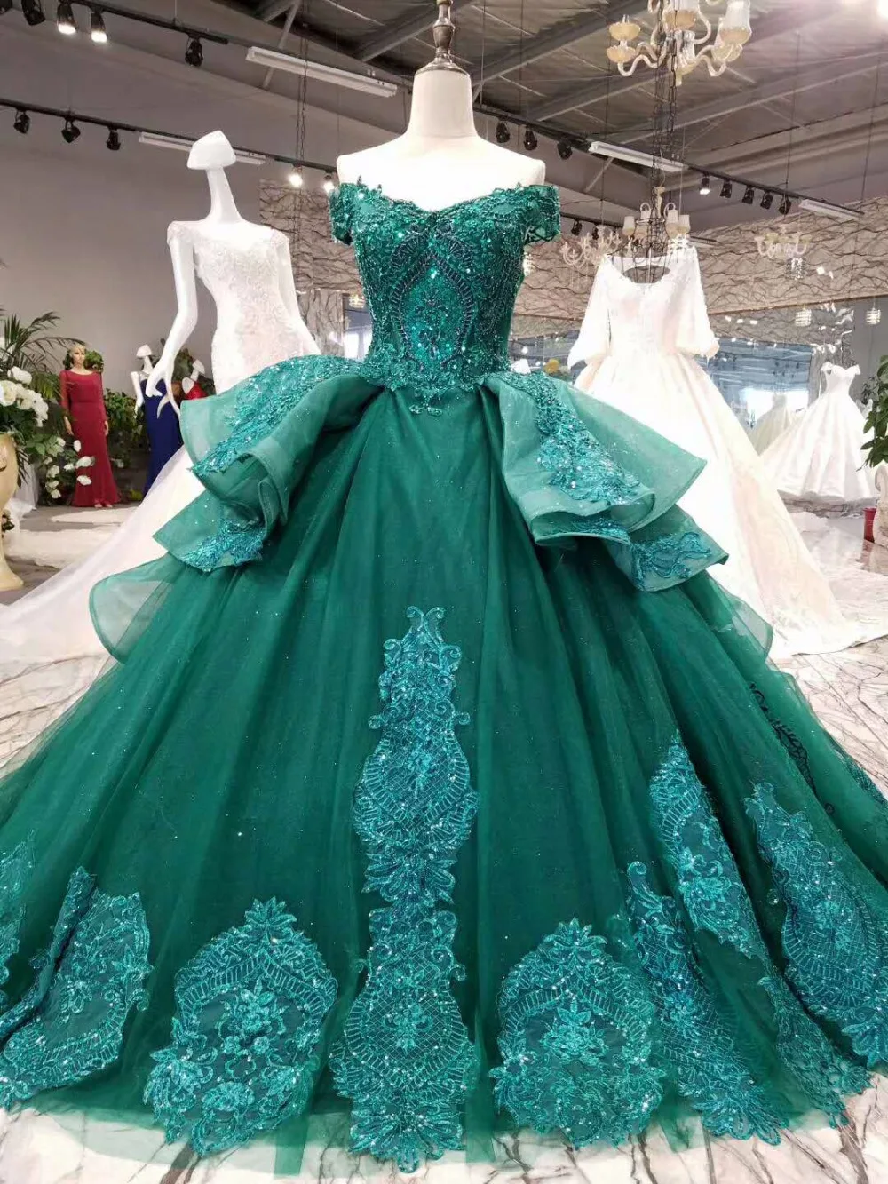 AIJINGYU Lace Ball Dresses 2021 Princess Elegant Reception Green Gown Evening Dress Underskirt