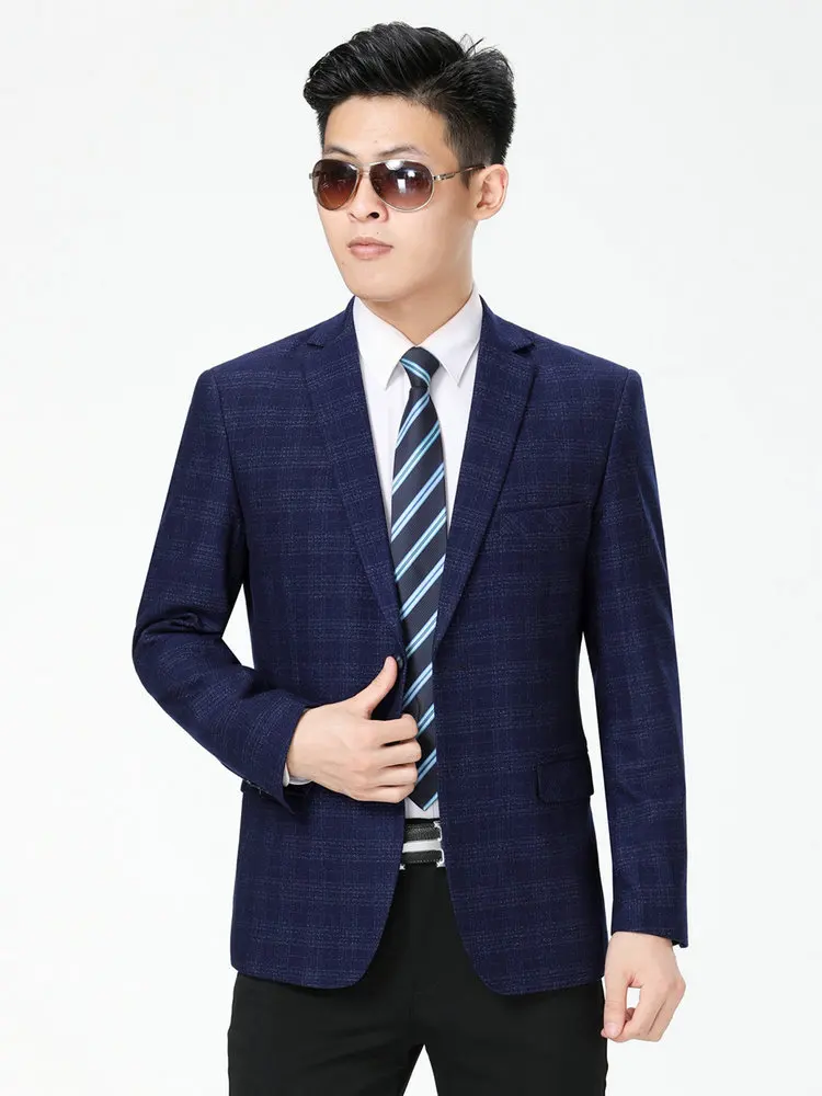 2022 мужской темно-синий клетчатый деловой костюм куртка Умные повседневные