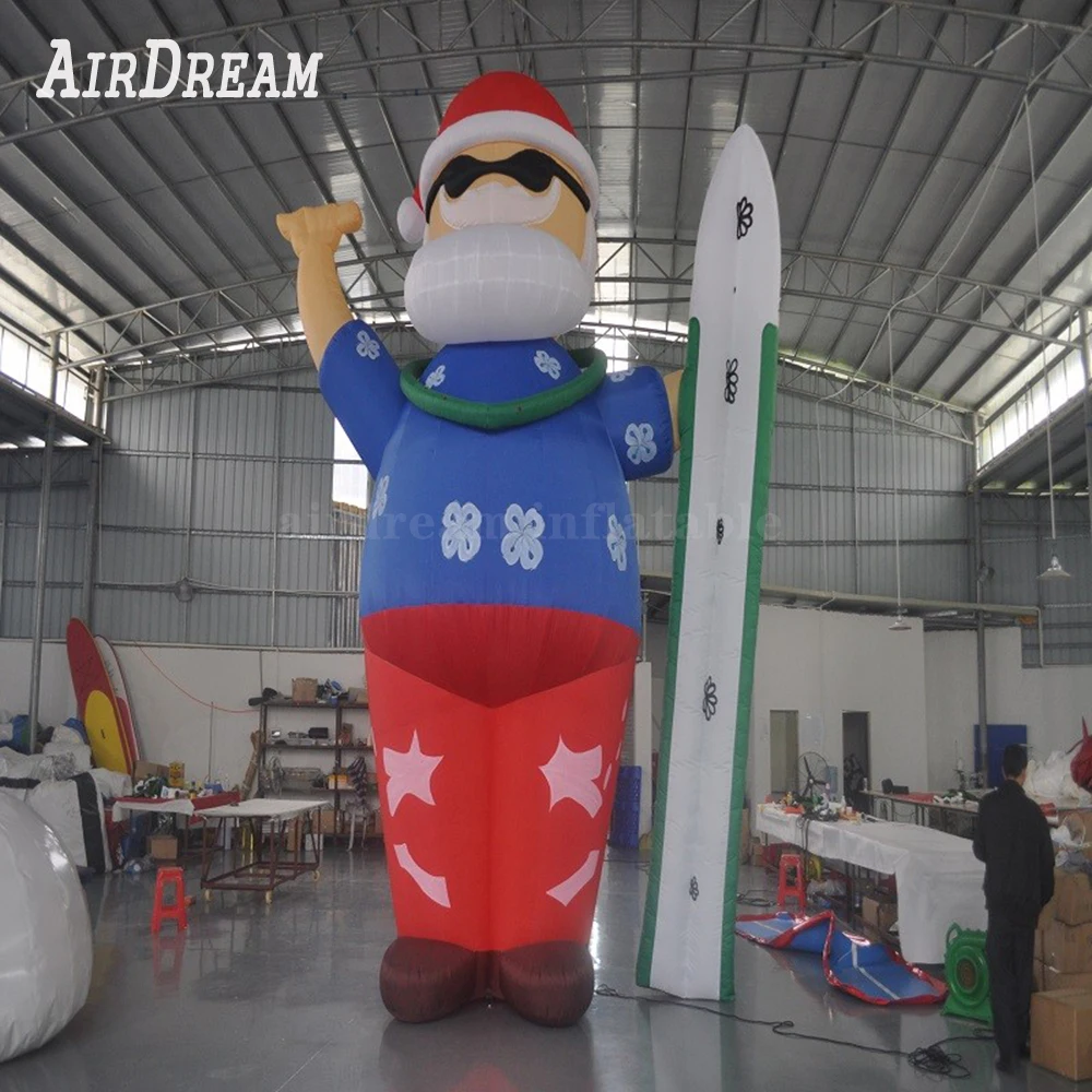 

Funny giant 4/6/8M high inflatable santa claus chrismas skiing with character balloon for decoration