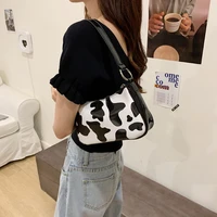 cow pattern baguette bag for women fashion messenger shoulder bags designer zipper female vintage cute bag handbag and purses