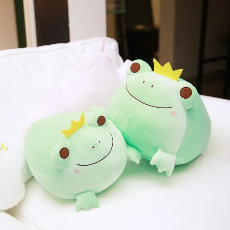 

35/42cm Cute Crown Frog Plush Pillow Stuffed Soft Down Cotton Kids Toys Kawaii Smile Frog Dolls for Children Kids Birthday Gift