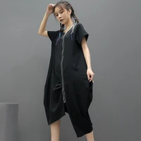 ladies dress summer new classic dark irregular zipper design fashion casual loose large size skirt