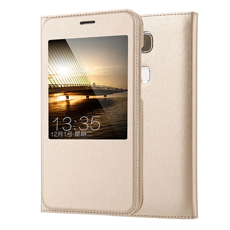 Gold Кожаный чехол для huawei G8, чехол, 5,5 дюймов, натуральная кожа, смарт-чехол, откидная крышка для huawei G7 Plus/G8 GX8, чехол для телефона s - Цвет: Gold
