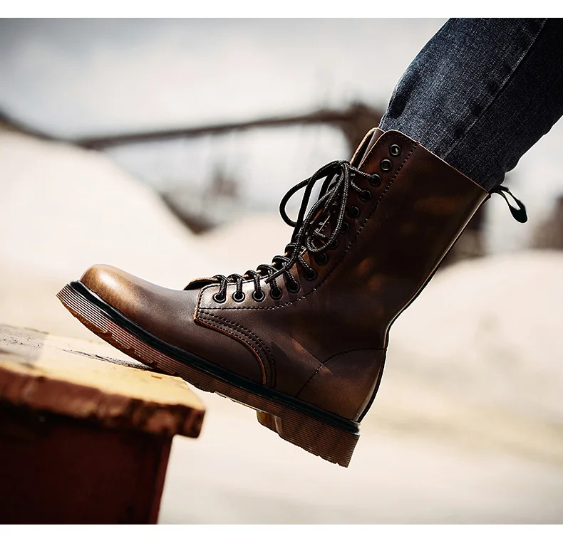 

Fashion Ankle Boots Autumn Men Motorcycle Martin Boots Oxfords Men Outdoor Casual Breathable Keep Warm Waterproof Leather Shoes