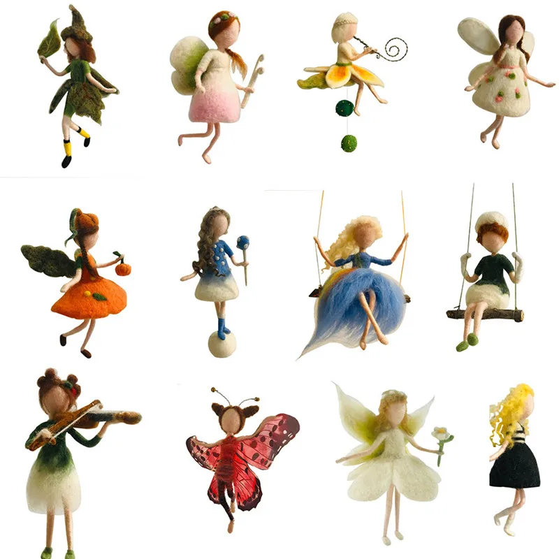 

Fashion Custom Little Fairy Wool Felt Craft DIY Non Finished Poked Set Handcraft Kit for Needle Material With Videos