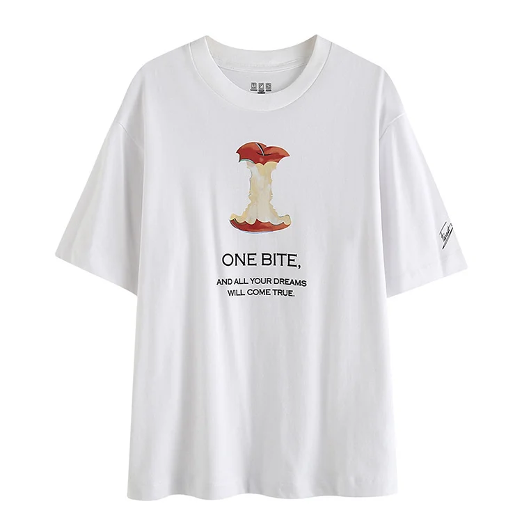 

Женская футболка с буквенным принтом SHZQ, белая футболка с коротким рукавом и круглым вырезом, модные футболки, Повседневные базовые летние ...