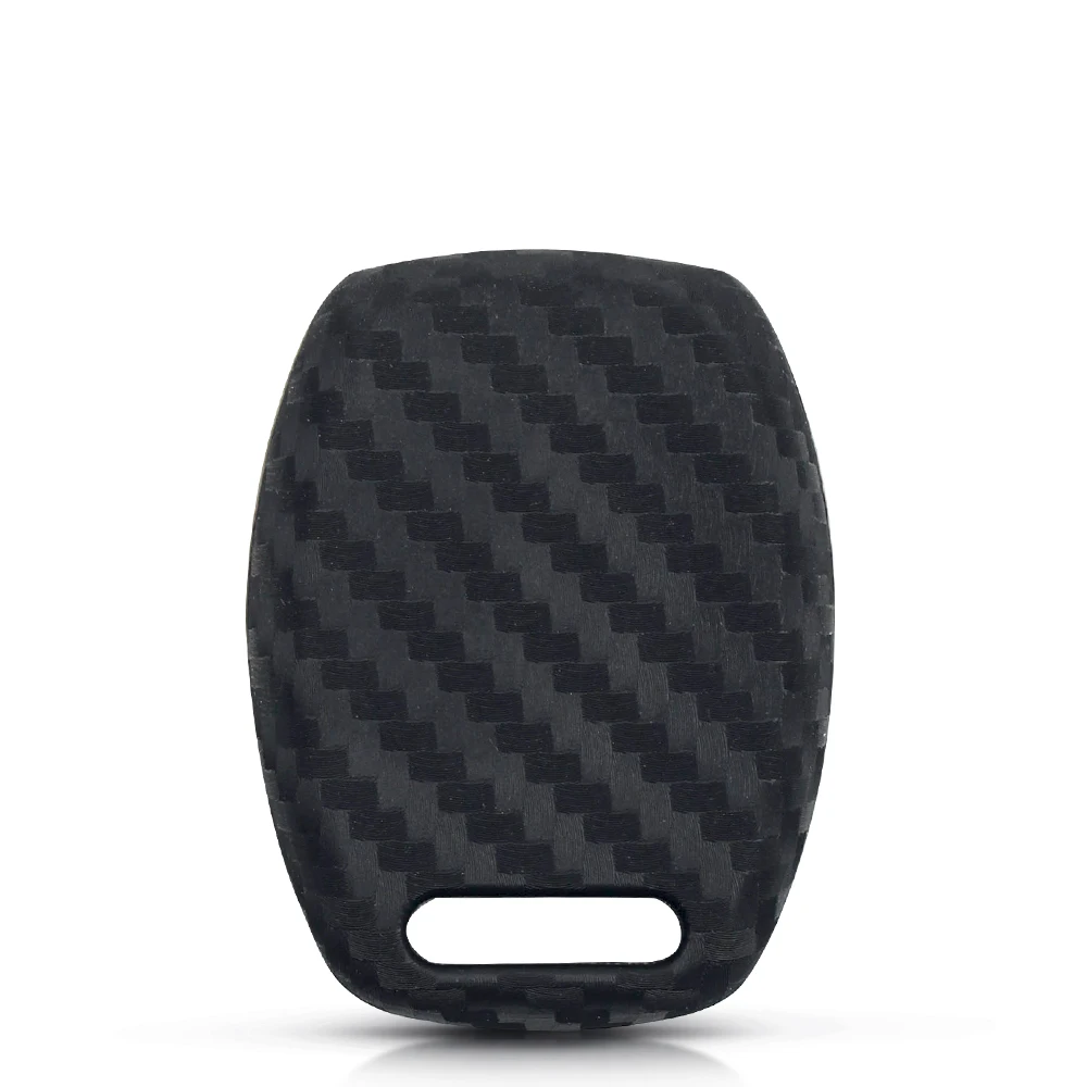

KEYYOU For HONDA Accord Civic CRV Pilot Carbon Fiber Silicone Car Key Case Cover Fit 2007 2008 2009 2010 2011 2012 2013 3 Button