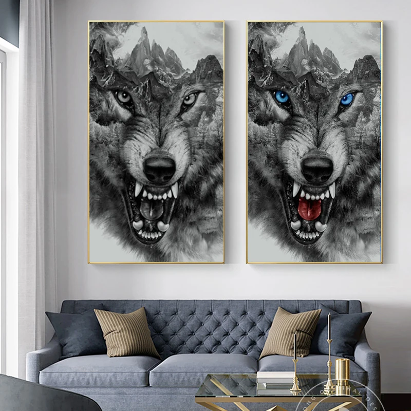 

Modern Canvas Prints Animal Art Mountain Lion Wolf Posters Wall Decor Paintings Wall Pictures for Living Room Home Cuadros Decor