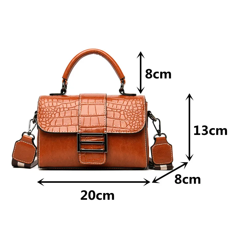 

Vintage Crocodile Pattern Shoulder Bags for Women High Quality Leather Handbag Designer Small Square Ladies Messenger Bag Cabas