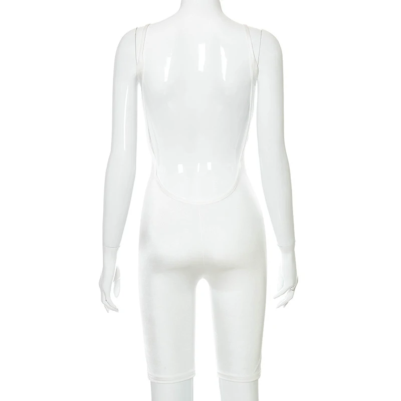 

NOVAINSPO Satin Deep V Neck Bodycon Camis Backless Jogging Rompers Fashion Sexy Club Partywear Summer Rave Outfits One Piece Hot