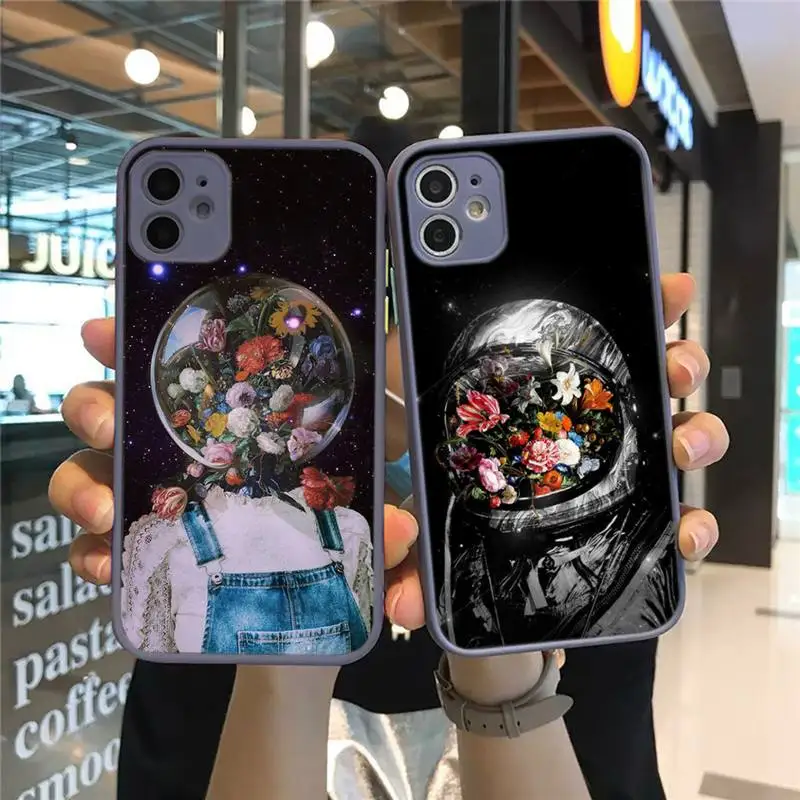 

Funny Astronaut Art Gogh Phone Case Dark Blue Transparent Matte For IPhone 7 8 11 12 S Mini Pro X XS XR MAX Plus Cover Shell