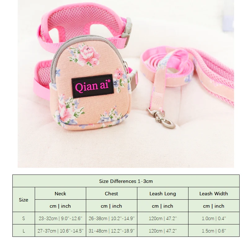Цветочный роскошный Рюкзак шлейка для собак с поводком набор домашних питомцев