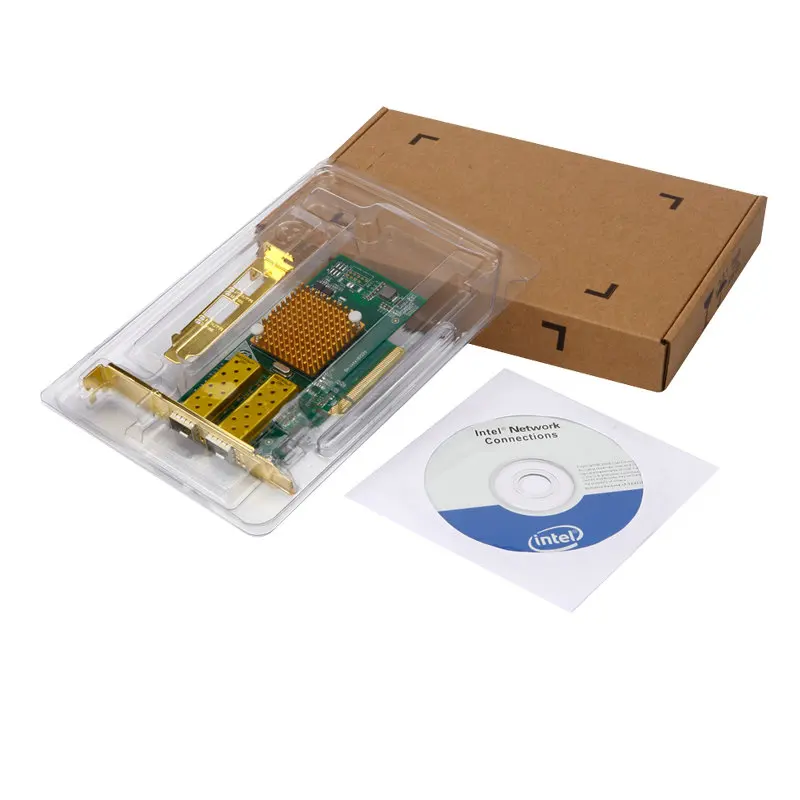 

Pci express FCoE Intel 82599/X520 PCIe x8 10 Gigabit Ethernet Network Optical Lan Card With Dual SFP+ Port adapter converter