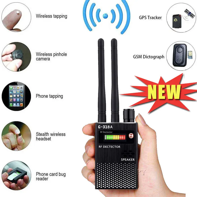 

2.4G Wifi RF Signal Finder Anti Candid Camera Detector Spy Hidden Cam Audio Bug GPS Tracke GSM Wireless Device Scanner Black