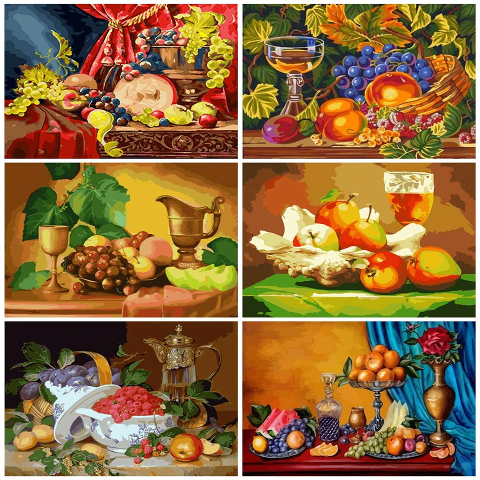 AZQSD DIY Unframe краска для взрослых по номерам фрукты на холсте картина уникальный