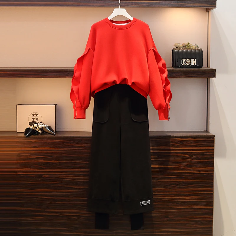 

Женские свободные брюки большого размера, новинка зимнего сезона, модные тонкие длинные флисовые брюки с широкими штанинами для снижения в...