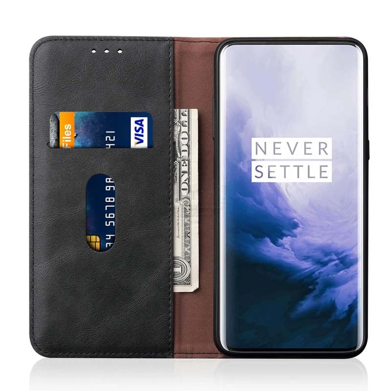 Новый винтажный кожаный флип чехол для Oneplus 7 / 7T Pro кошелек роскошная подставка