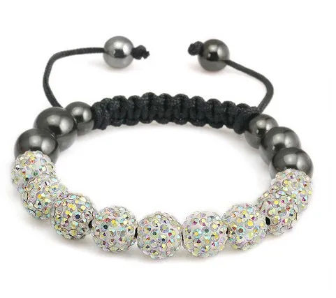 

Free shipping Mixed 14 Color micro pave CZ Disco Ball Beads Bangles crystal Bracelet fasion women hfg34