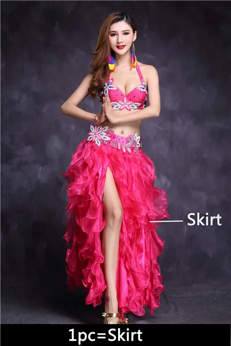 Rose Red 1pc Высокое качество танец живота костюм юбка для танца живота танцевальное платье Топ Бюстгальтер Болливуд Египетский Восточный танец одежда для взрослых женщин Новинка - Цвет: Rose Red 1pc