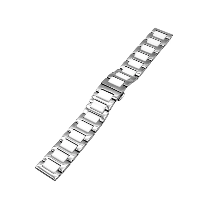 Ceramic bracelet in stainless steel watchband watch strap women man wristwatches band 12 14 16 18 20 22mm white Butterfly buckle