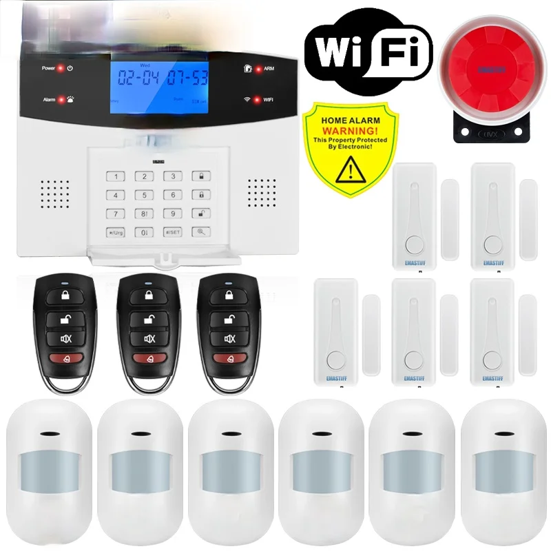

G2BW LCD Keypad WIFI GSM PSTN Home Burglar Security Wireless Wire Alarm System Motion Detector APP Control Fire Smoke Detector