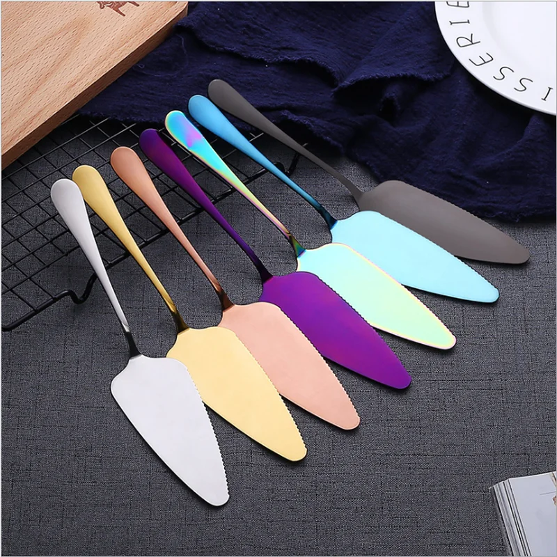 

1PC Colorful Stainless Steel Serrated Edge Cake Server Blade Cutter Pie Pizza Shovel Cake Spatula Baking Tool