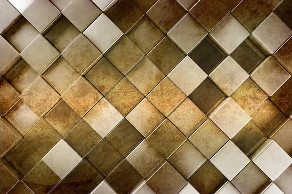 Золотые геометрические обои для стен 3 d гостиной ретро 3D куб каменная стена