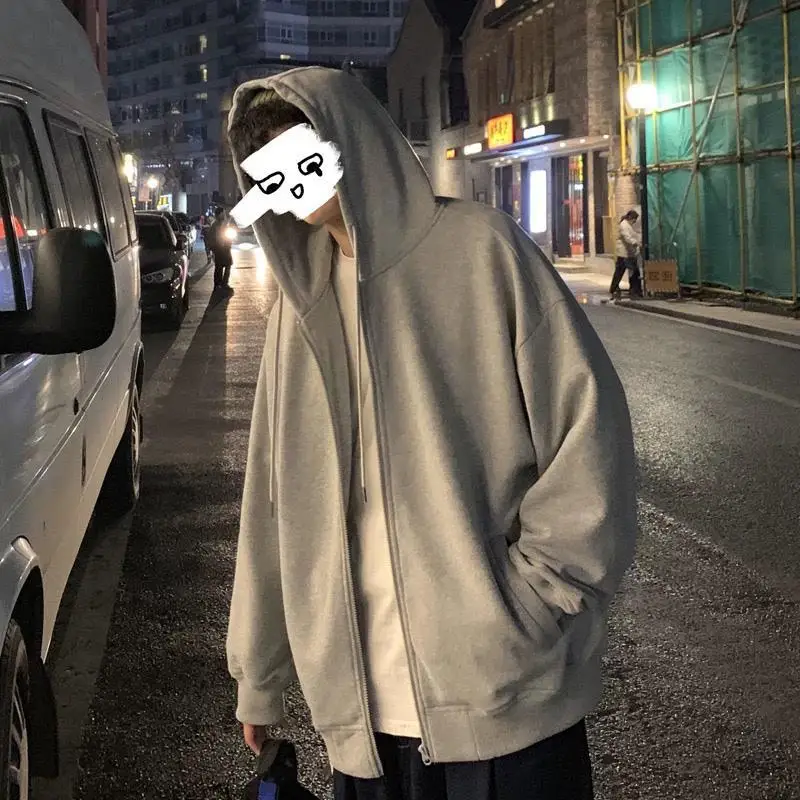 

New Men's Pure Color Hoodie Fall Wool Super Dalian Hood Sweatshirt Men's Hip Hop Hoodie Men's Casual Hoodie Pullover Top White